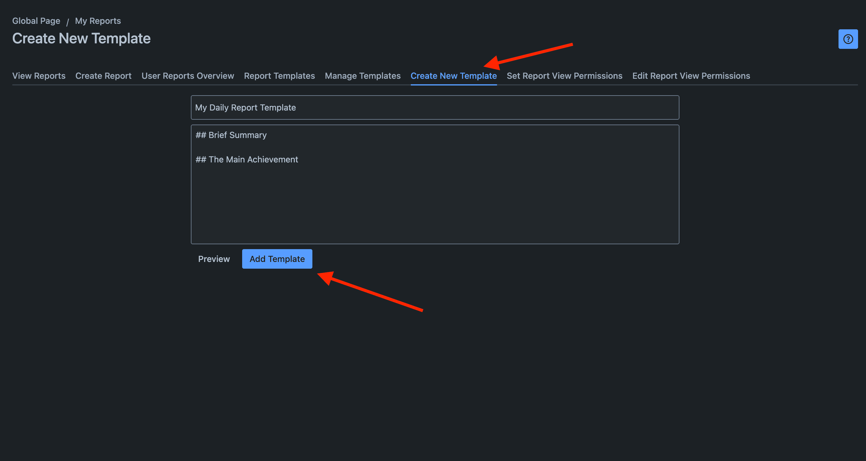 Creating a personal template for reports