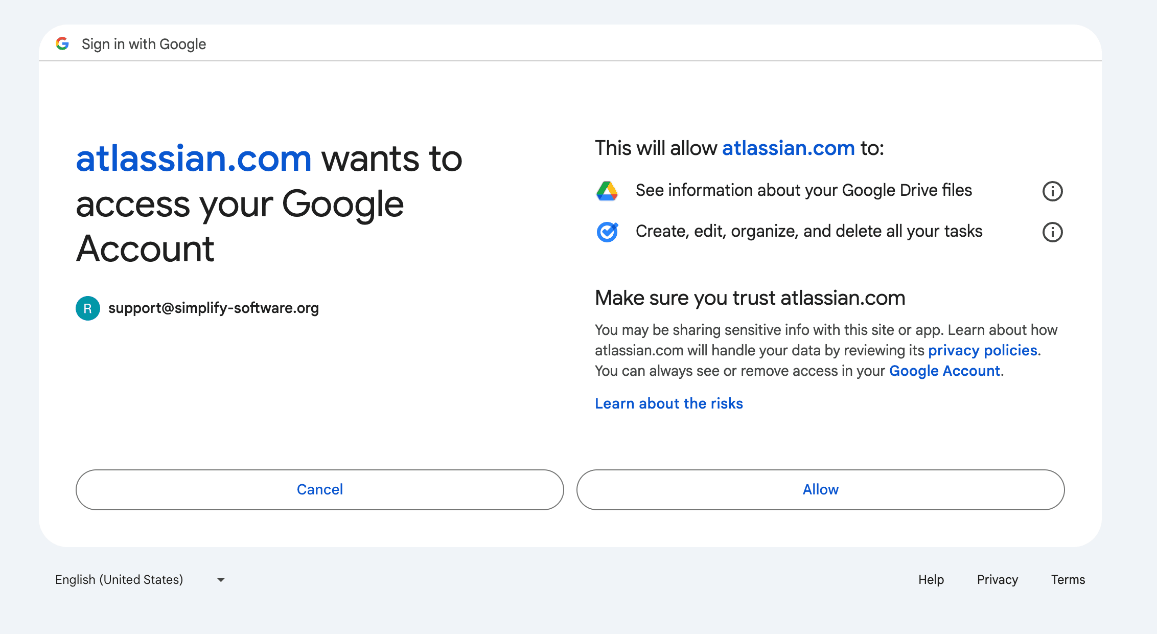 Google-Screen - Permissions Request.