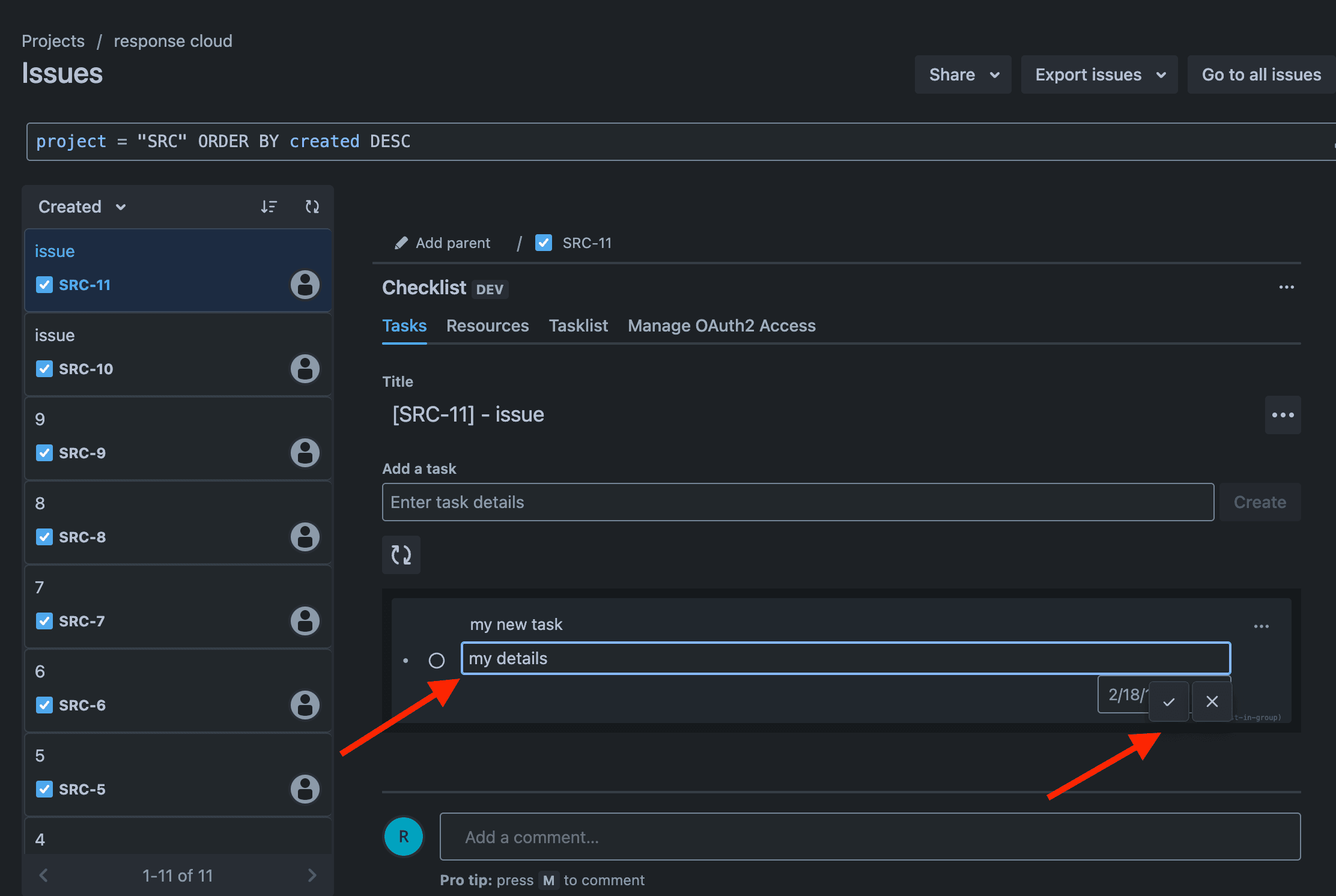 Edit task details.