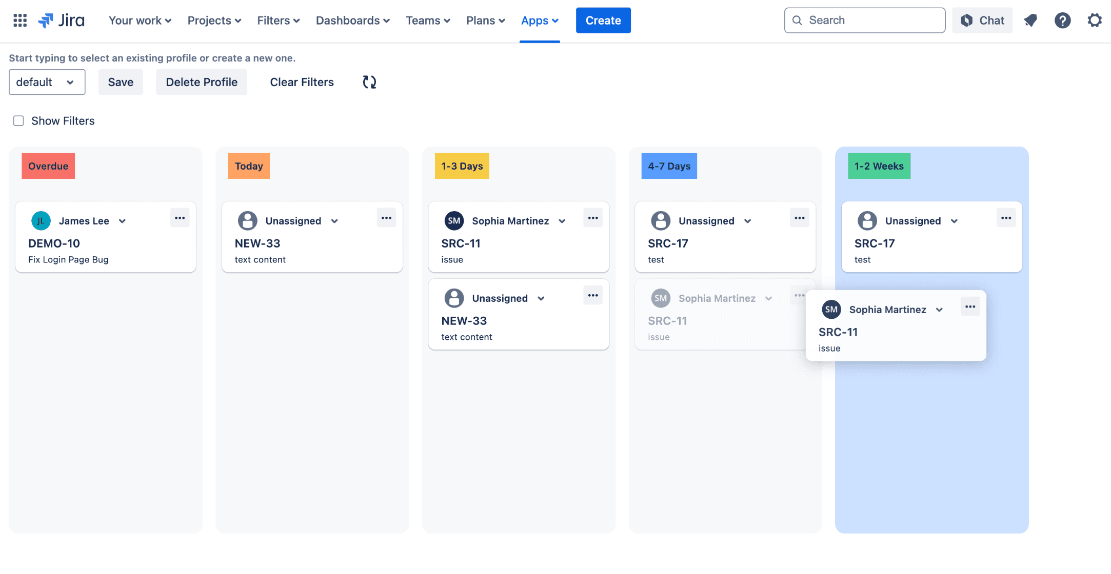 Drag and drop Jira issues to update deadlines