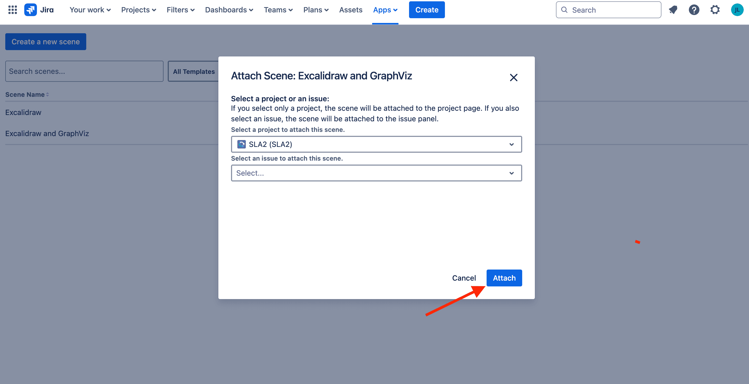 Attach the created scene to the project or project issue.