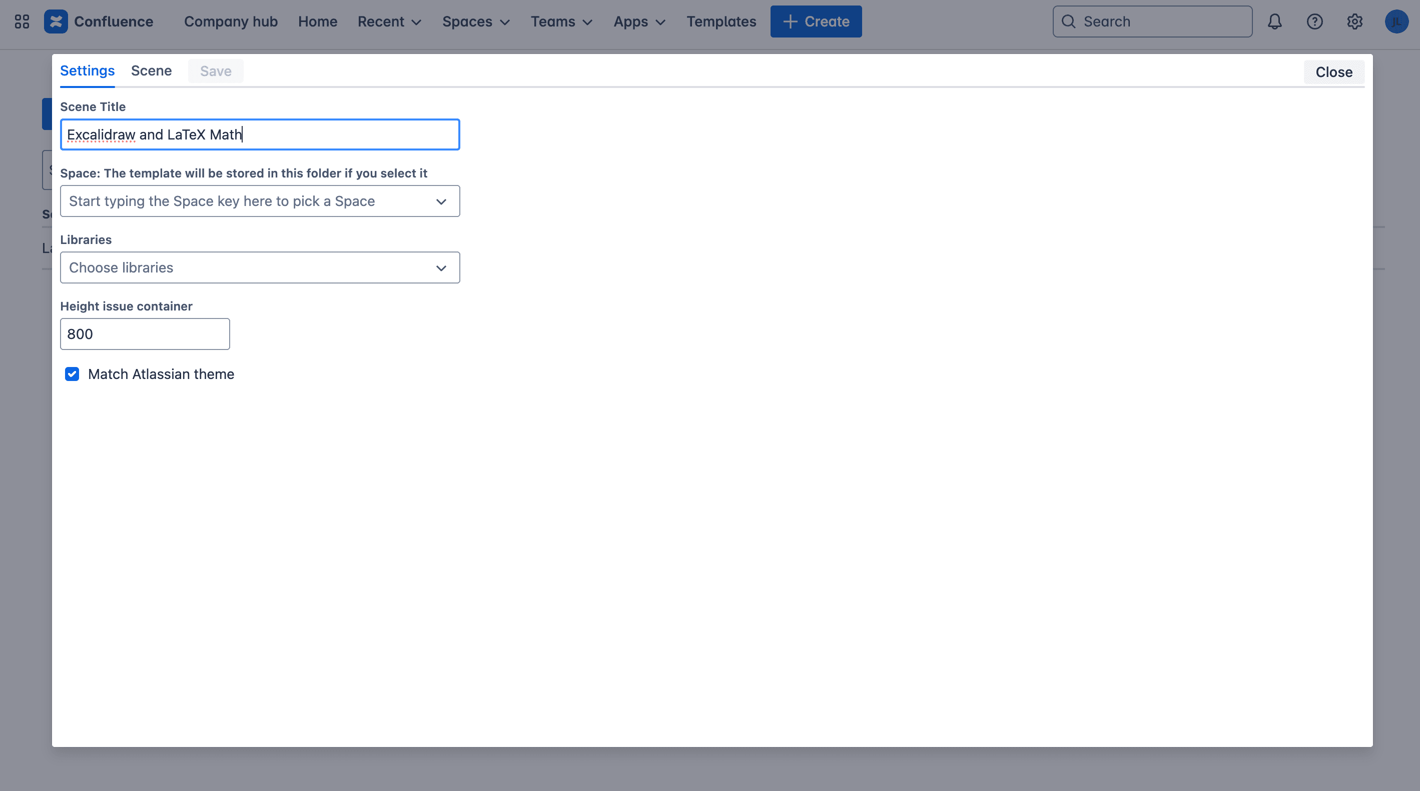 Create a scene settings.