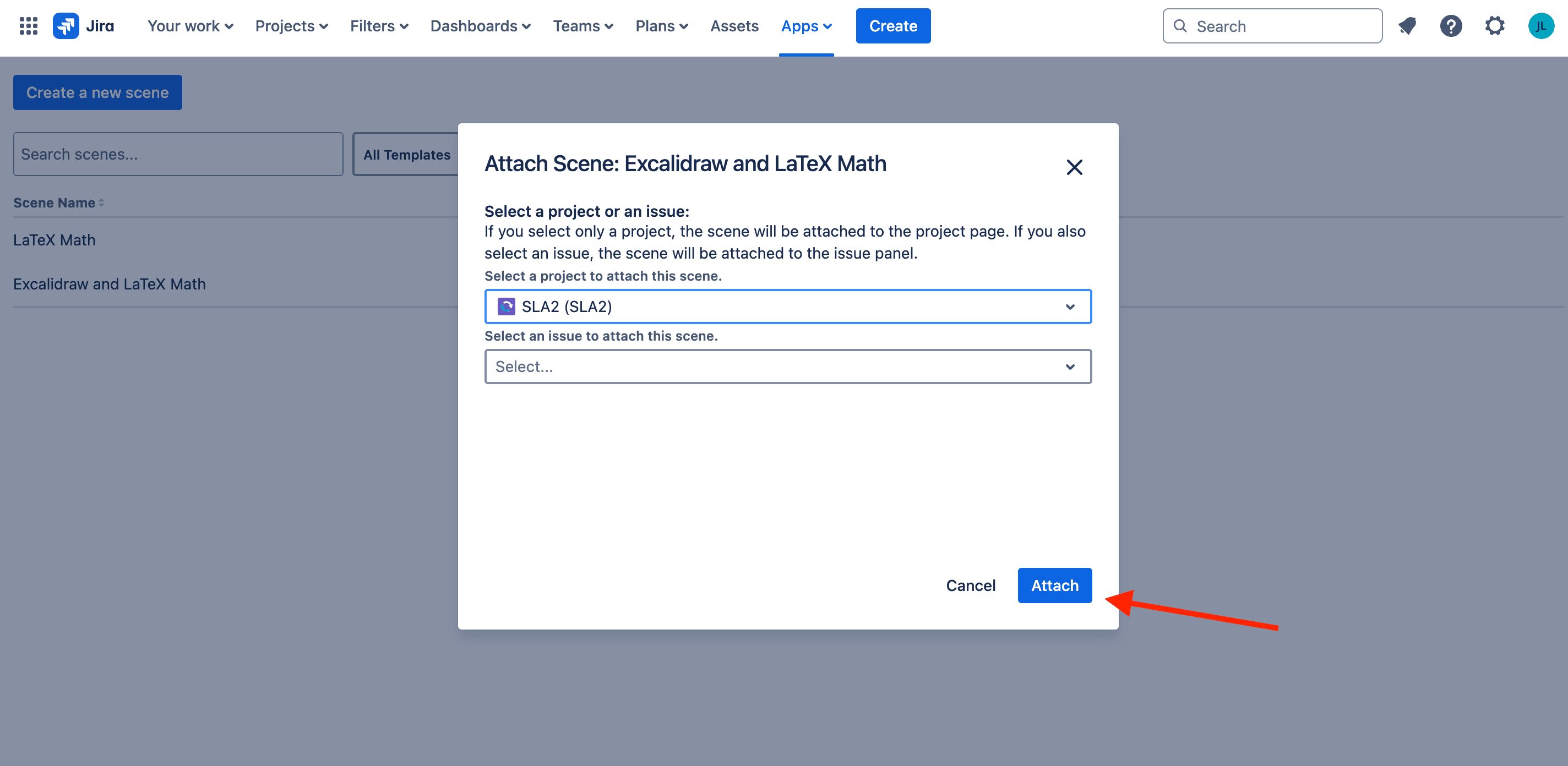 Attach the created scene to the project or project issue.