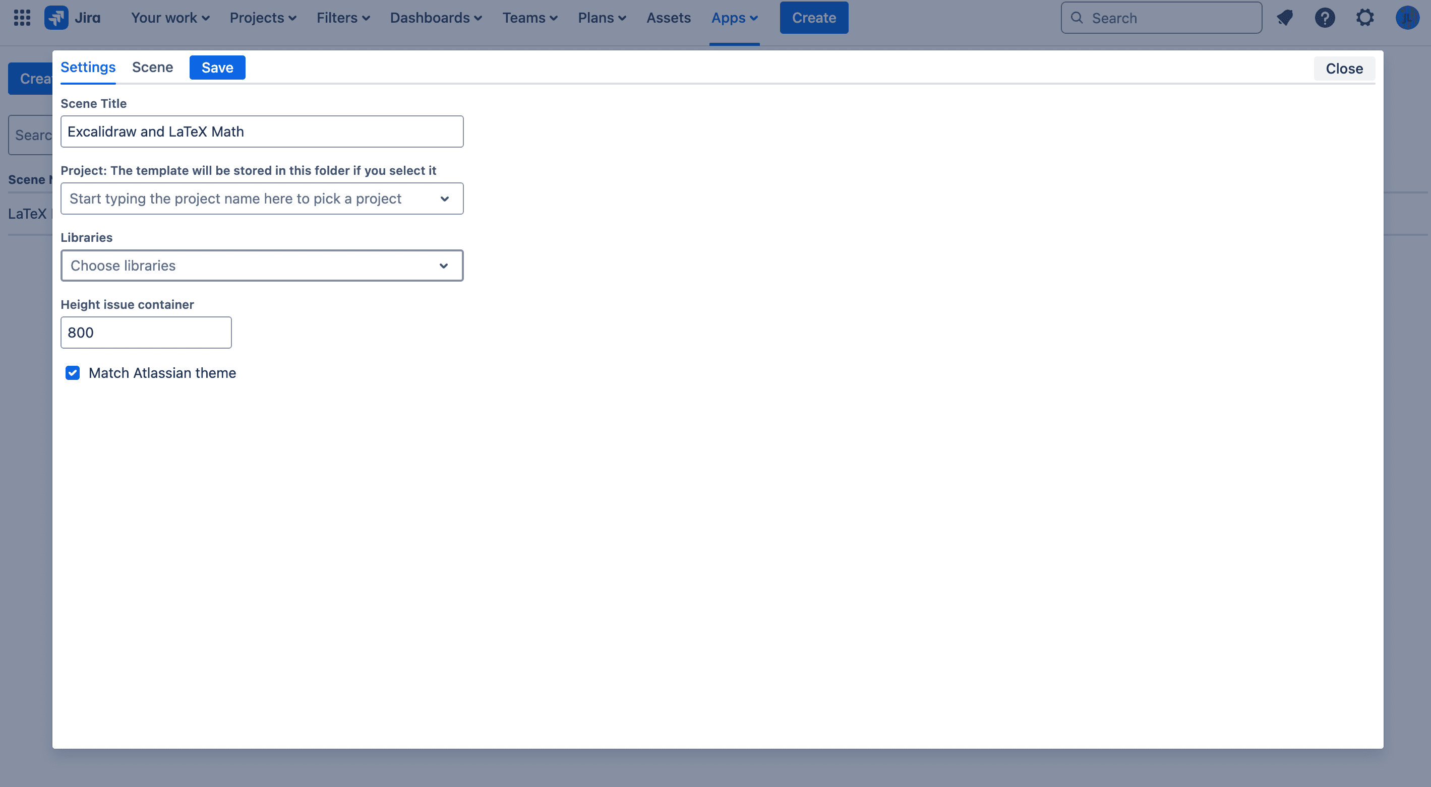 Create a scene settings.