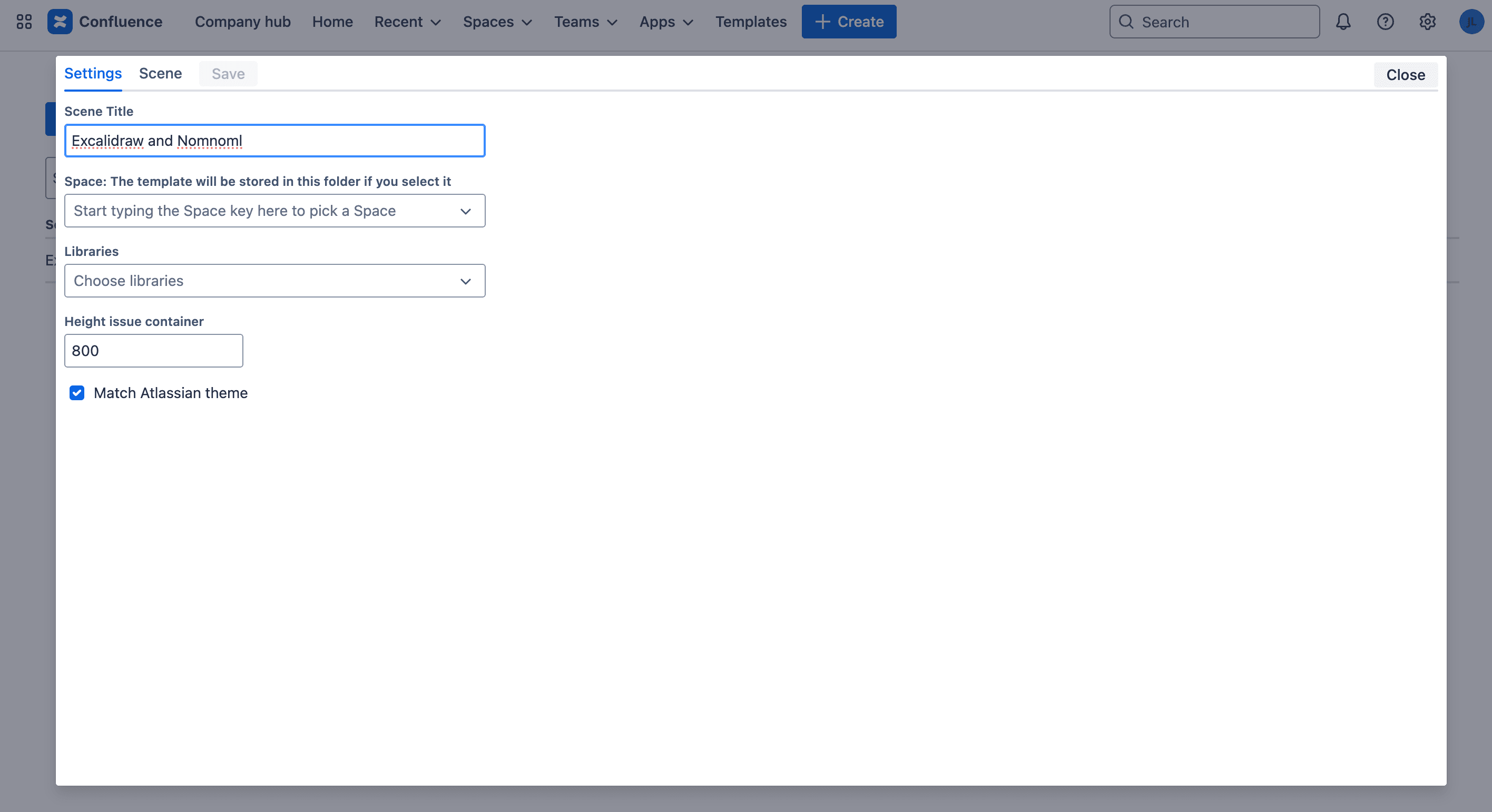 Create a scene settings.