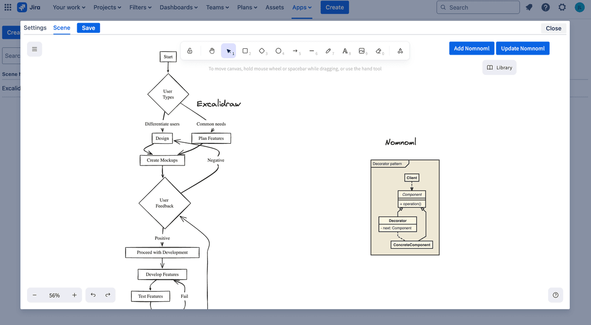 Excalidraw + Nomnoml Diagrams for Jira