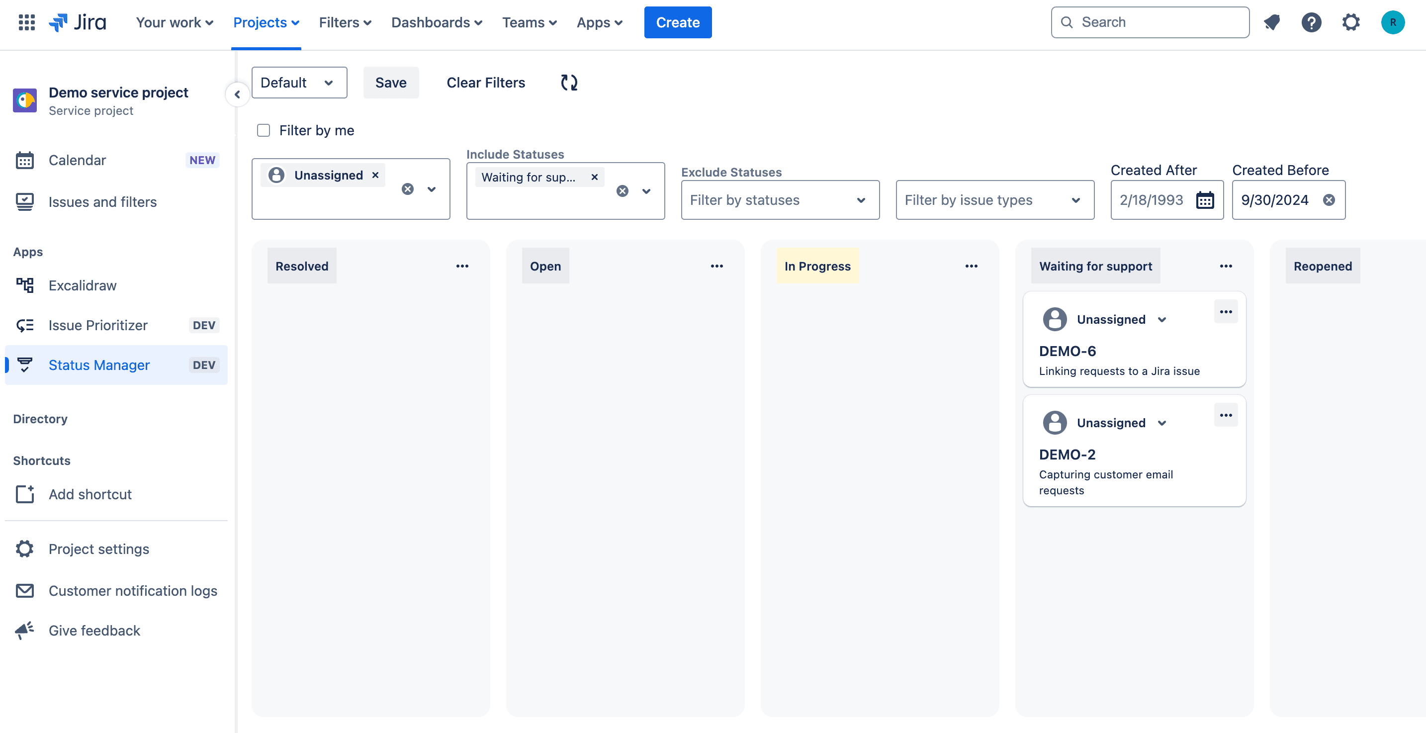 Filter Jira issues for easier management.