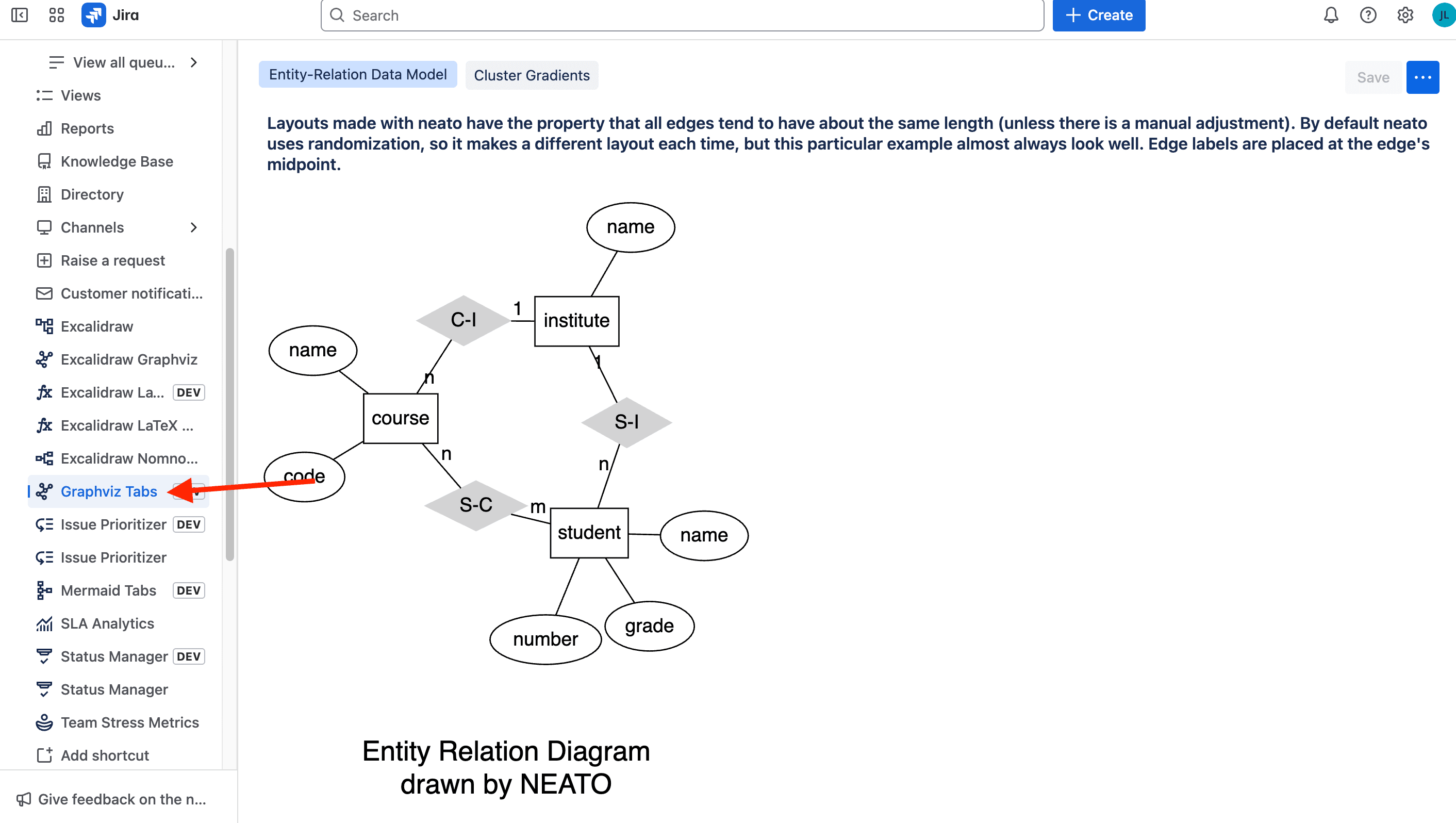 Tabs panel inside a Jira issue
