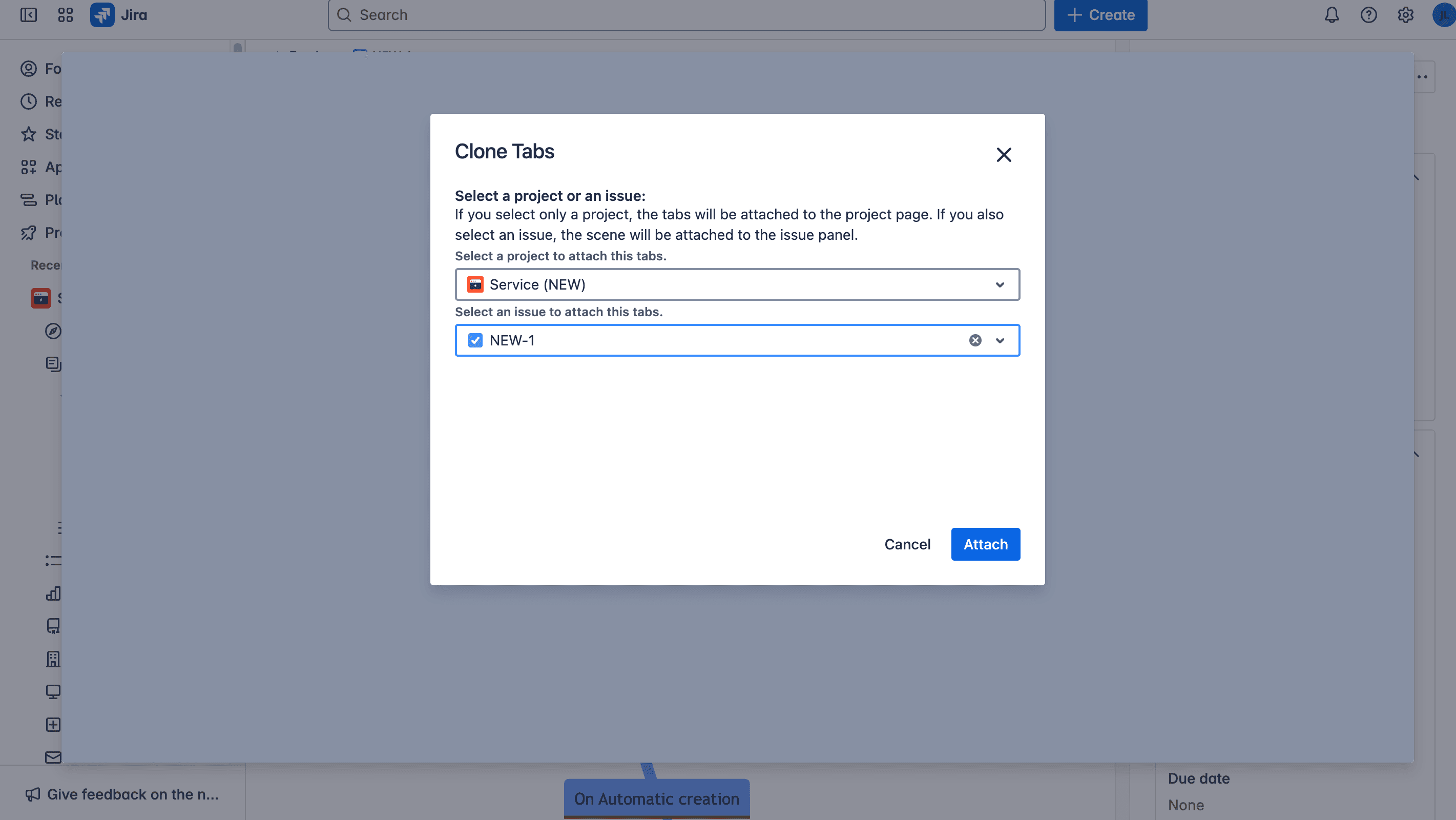 Clone tabs to another Jira issue