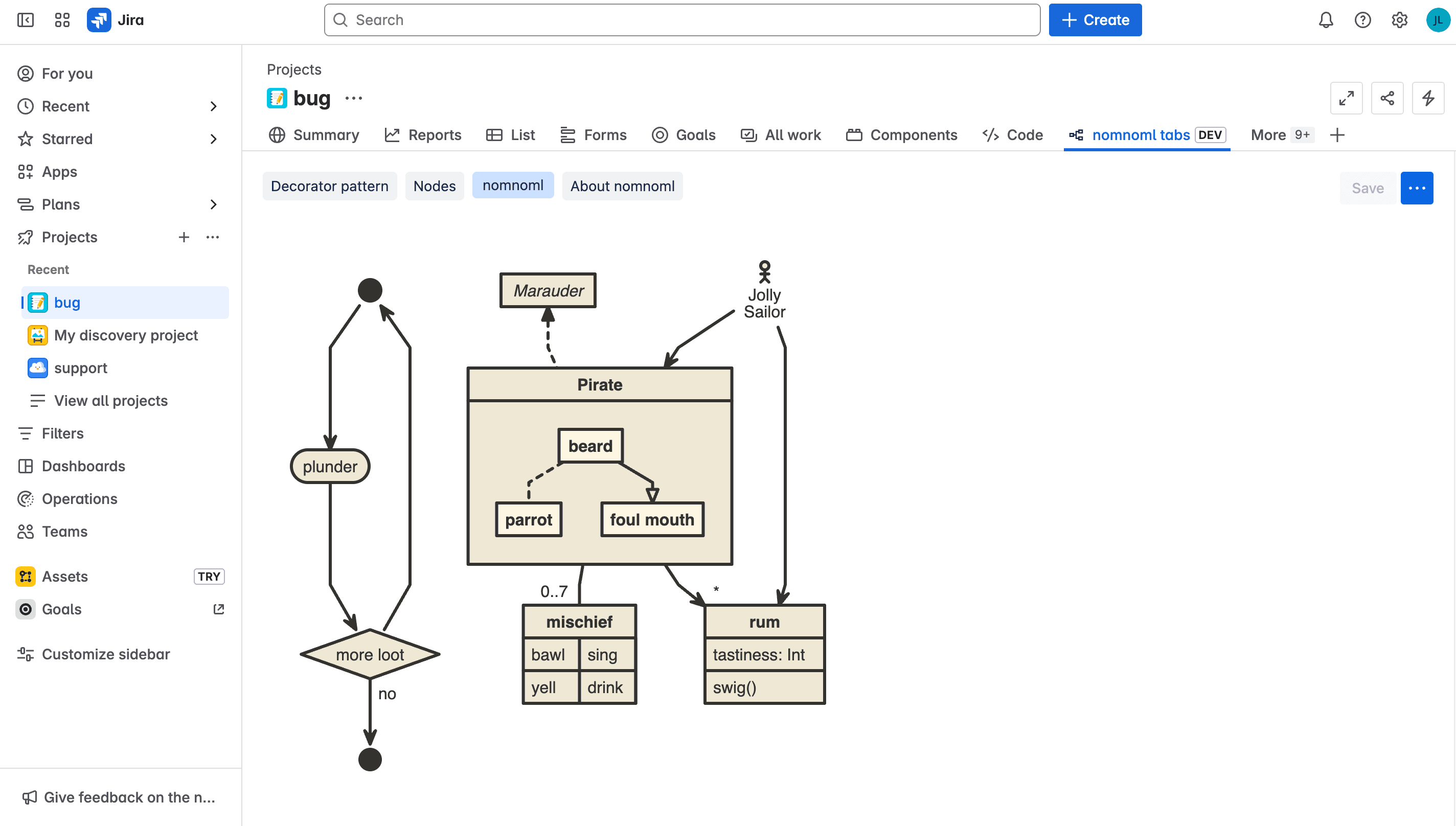 Clean tab layout with nomnoml diagram