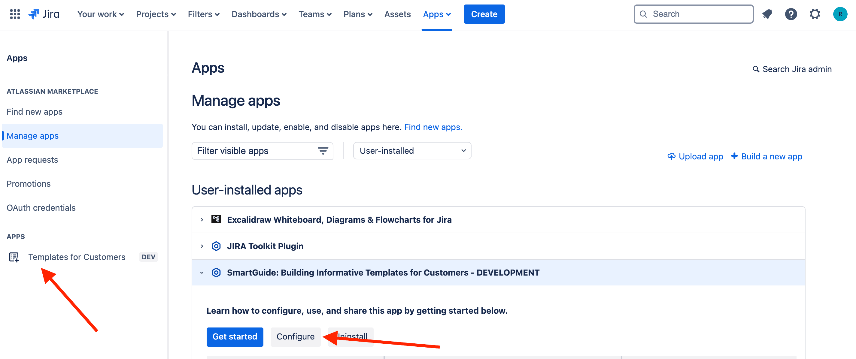 Configure page link.