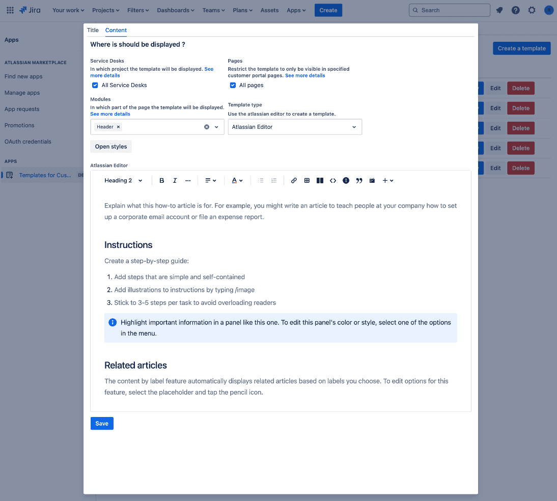 Atlassian editor example.