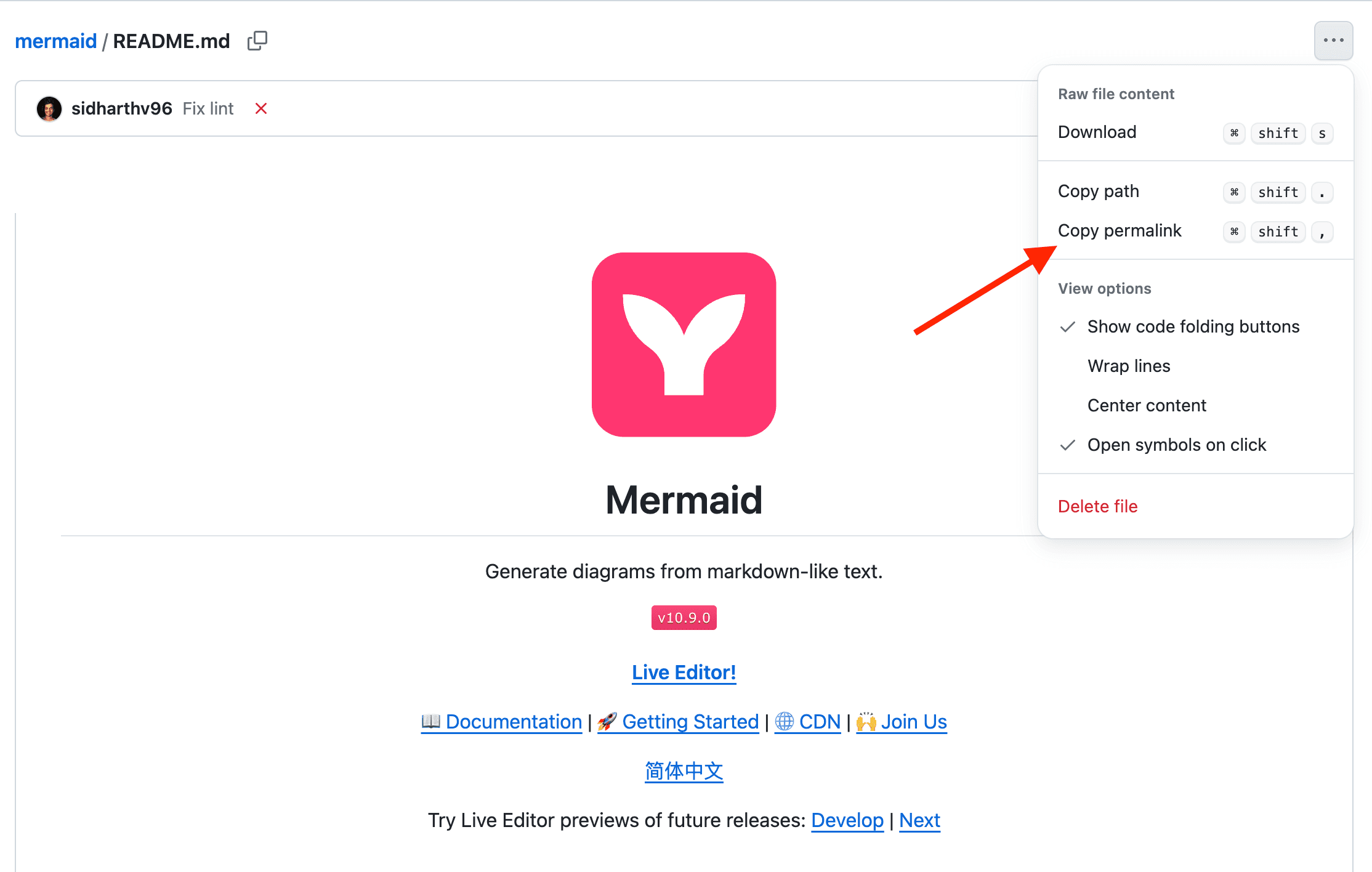Generate github permalink.