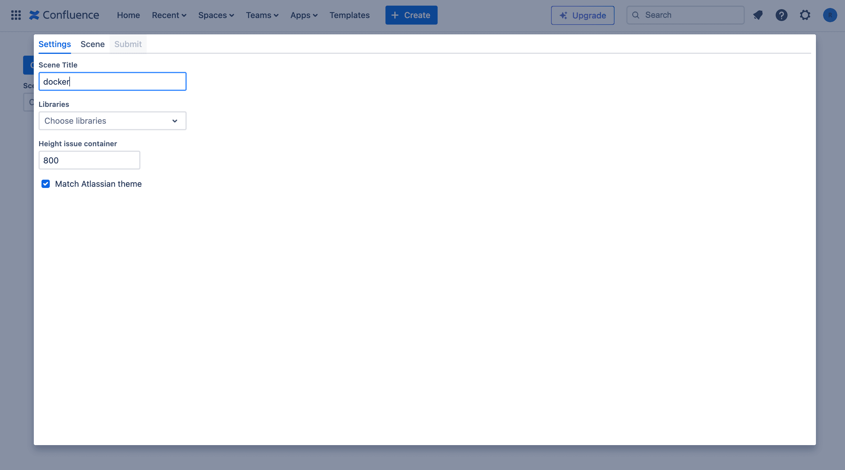 Create a scene settings.