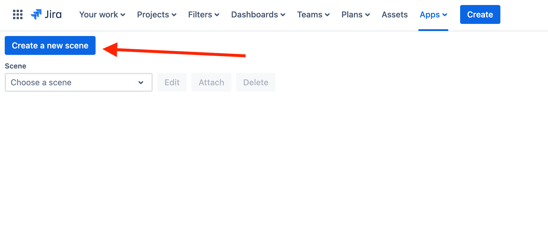 'Create a new scene' button.