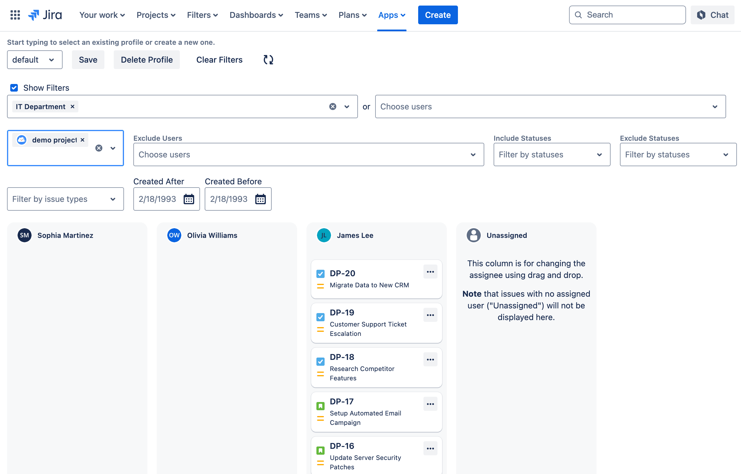 Workload and Capacity Manager for Jira user workload view.